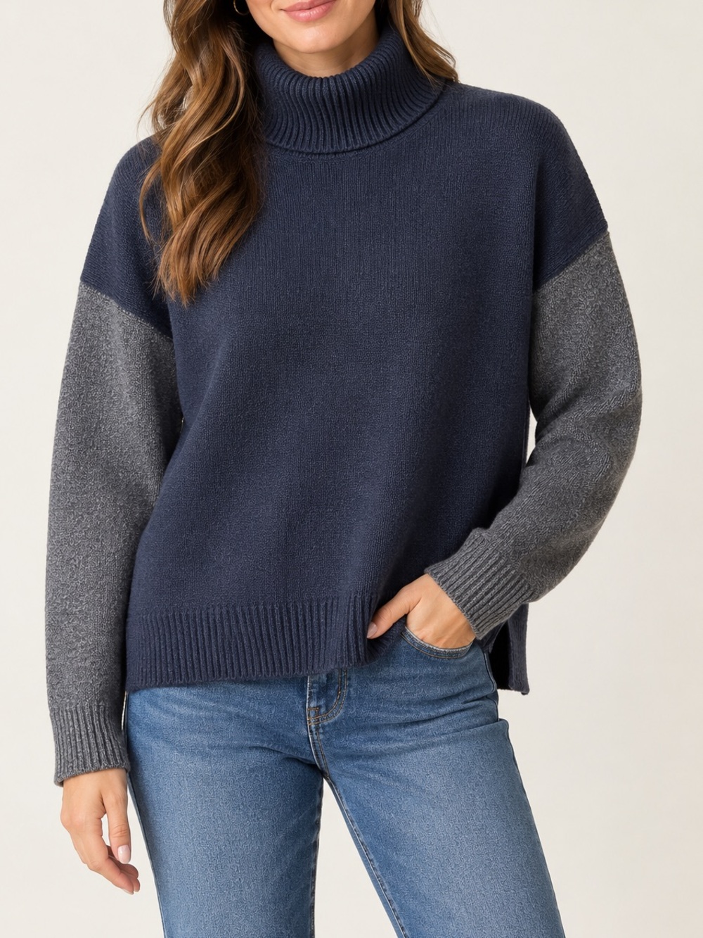 Majestic Filatures color block turtleneck sweater in cashmere and merino wool